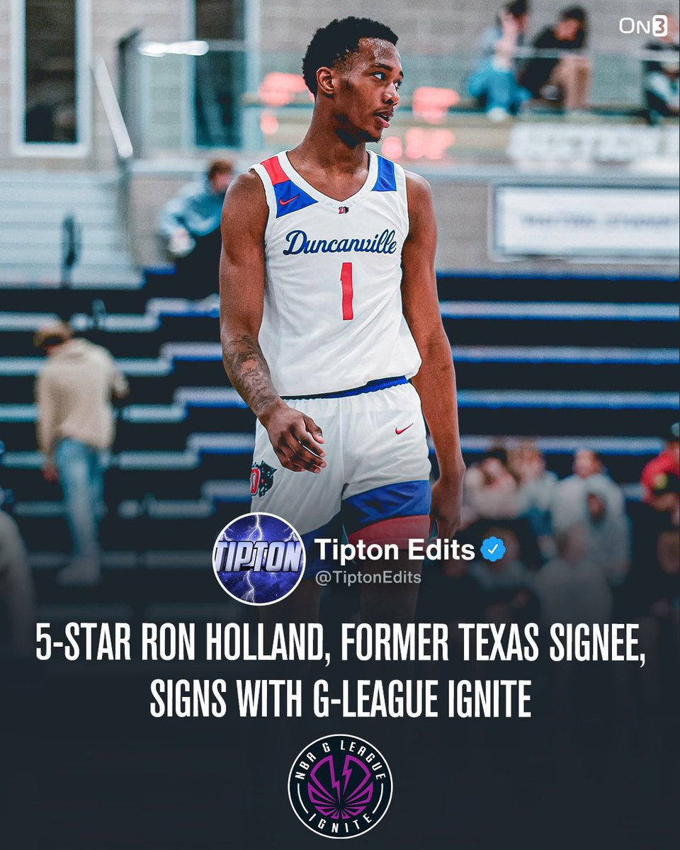 NEWS: 2023 five-star Ron Holland, a former Texas signee, will bypass college and sign with the G-League Ignite, he tells me. Story: on3.com//news/ron-holl…