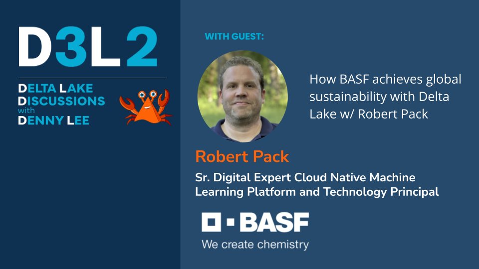 Join Robert Pack, Sr. Digital Expert Cloud Native Machine Learning Platform and Technology Principal at @BASF as he discusses the relationship between process engineering and #dataengineering with @dennylee!

🗓 June 15th @ 9:00 AM PDT

RSVP ➡ lnkd.in/e8tf8DMd

#deltalake