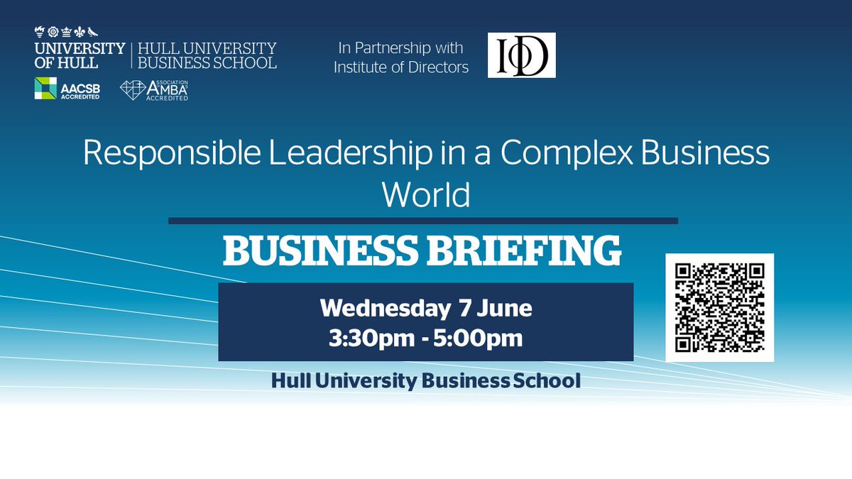 Join our next Business Briefing 👇 to hear from Dr Sarah Shaw, Dr Kenneth Wertheim, from the University of Hull, and Jennifer Roberts, Leadership Learning & Organisational Development Professional. @daimhulluni @HullUni_Library