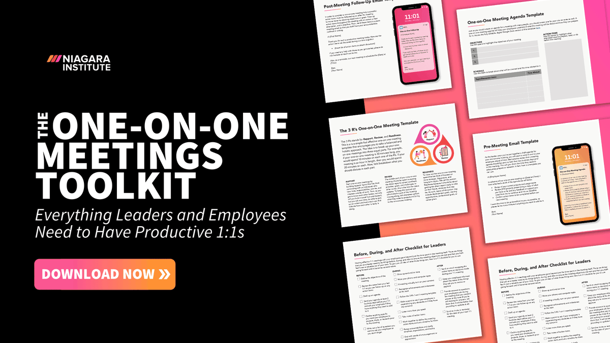 The One-on-One Meetings Toolkit is now available! It includes: 
👉 Agenda template
👉 Email invite template
👉 List of 101 questions
👉 Before, during, and after checklist for leaders and employees
👉 Follow-up email template

Download your copy here. >> hubs.li/Q01MnQW-0