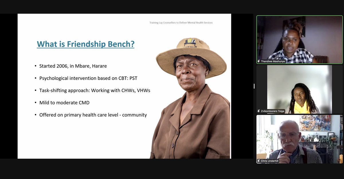 friendshipbench's tweet photo. Live now, @thandimashunye and @tsigabless hosted by @ChrisBasicNeeds at the @GlasswingInt @Catalyst_2030 "Reimagining Mental Health" Conference ⭐️

Join us! Registration remains open 👇

📌 ZOOM - https://t.co/HKmhj6bmq4 https://t.co/nSLb4xb4h6