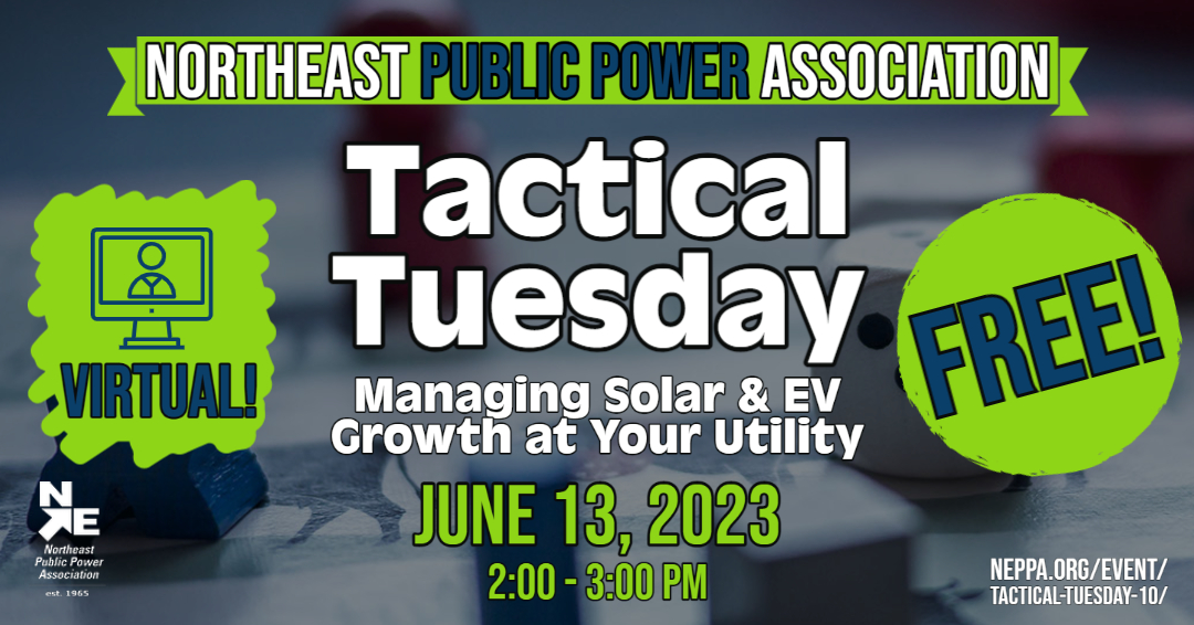 #TacticalTuesday: #Managing #Solar & #EV #Growth @ Your #Utility 
Learn how  over 75 US #utilities & #energy #agencies leverage #CleanEnergy #software to assist small #staff

#Free Event! #register @ neppa.org/event/tactical…

#PublicPower #CommunityPowered #Virtual #Speakers