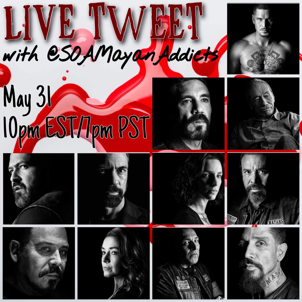 SOAMediaAddicts's tweet image. Happy #WhoLivesWednesdays 🎉🔥🏍️. Join us right here tonight to live tweet ep 3 episode immediately followed by own very own Twitter Spaces cohosted by @REBELheIS &amp;amp; maybe even some surprise @MayansFX guests!! #GetExcited 



#MayansMC #MayansFX #SOA #SOAFX