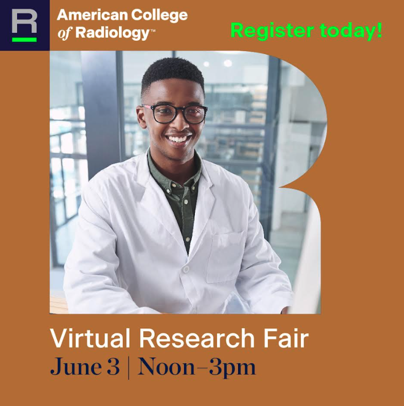 Virtual research fair for #MedStudents is happening on June 3rd! Attendees will have the opportunity to get more involved with the field of radiology and learn more about publishing from @JACRJournal Editorial Board members. bit.ly/3IxE779