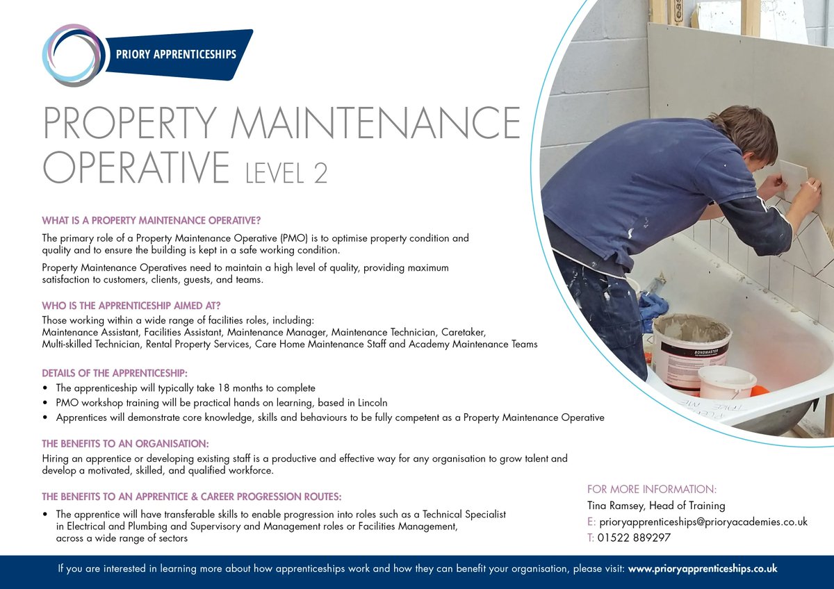 Have a look at our website buff.ly/3ye2QWQ or drop us an email for more information prioryapprenticeships@prioryacademies.co.uk