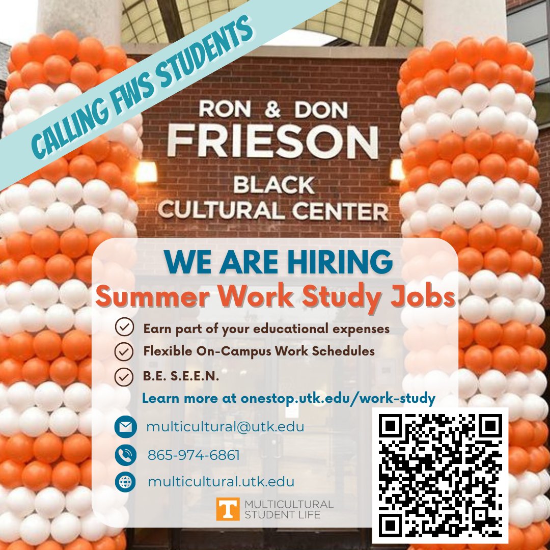 MSL is hiring Student Ambassadors for the summer! If you are enrolled in at least one class, any session, come work for us! tiny.utk.edu/MSLApply