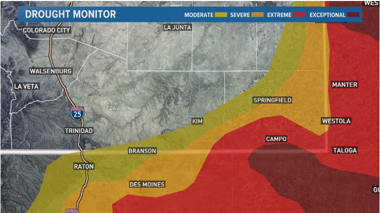Despite being one of the wettest Mays on record for the Denver region, Baca County in SE Colorado is still experiencing the highest level of extreme drought.