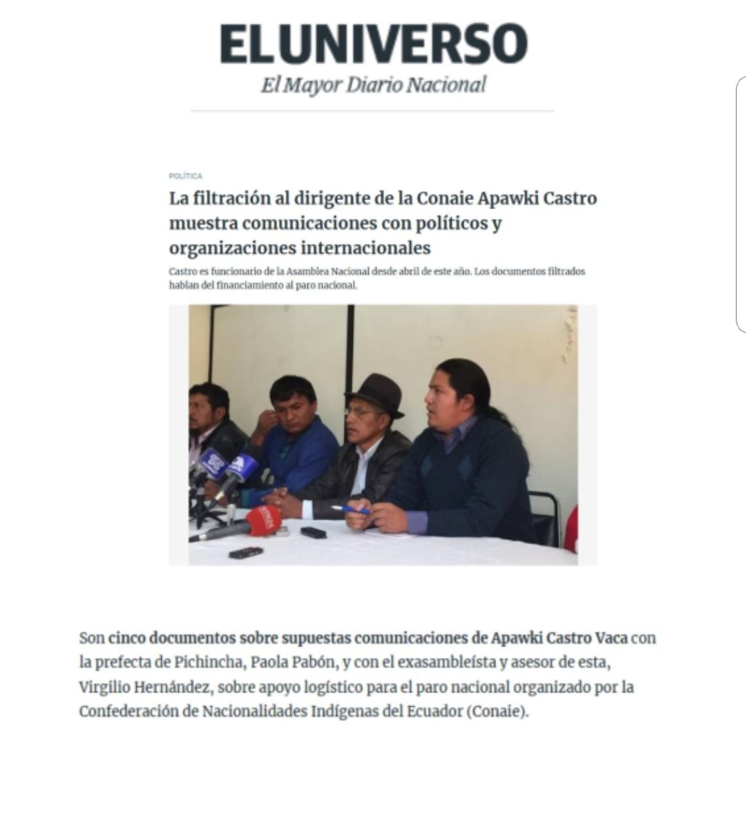 #Urgente ¡EL CNE ENTREGA LA VOCALÍA A LA GENTE DE LEONIDAS IZA!
. @DianaAtamaint, Pdta del #CNE, entrega vocalía de Junta Electoral de #Cotopaxi al dirigente @ApawkiCastro, su ex asesor y brazo derecho del Pdte de la #CONAIE @LeonidasIzaSal1. Castro fue uno de los instigadores de…