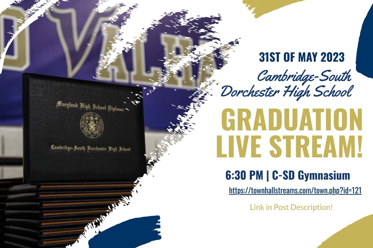 Today is the big day for the class of 2023!  Commencement begins this evening at 6:30 p.m. in the 

townhallstreams.com/town.php?id=121