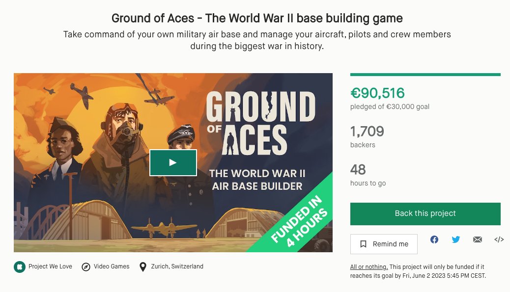 The last 48 hours of our Kickstarter campaign for GROUND OF ACES have started! Still many things we want to do to push to the €100k stretch goal.🤞
All organized with <a href="/riadd/">Riad Djemili 🍍</a> 's <a href="/codecks_io/">Codecks</a>. This management tool really helps our team to keep the overview, so a big thanks to that!