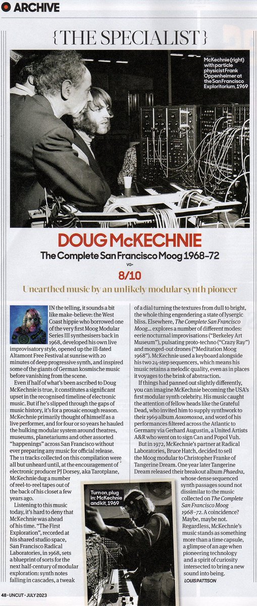 Excellent 8/10 <a href="/uncutmagazine/">Uncut Magazine</a> review for DOUG MCKECHNIE "The Complete San Francisco Moog 1968-72"    

LP VOL 1 / LP VOL2 / CD out now!! <a href="/vgplusrecs/">VG+ Records</a>   

#dougmckechnie #moog #synthesizer #psychedelic #electronic #music