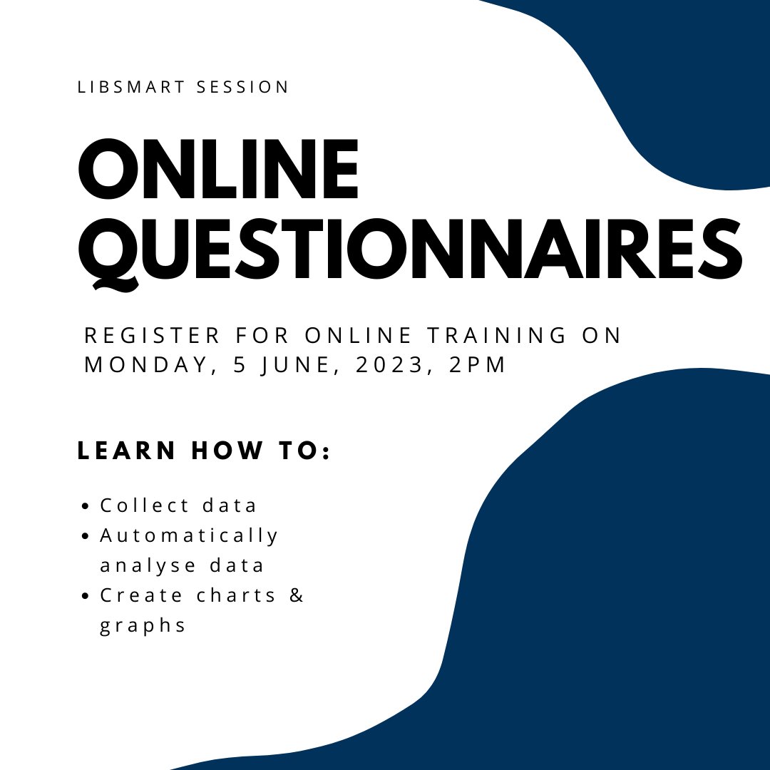 Learn how to create online questionnaires that collect data, automatically analyse the results and create charts and graphs. Register at libguides.brunel.ac.uk/libsmart. #brunellibrary <a href="/Bruneluni/">Brunel University of London</a>