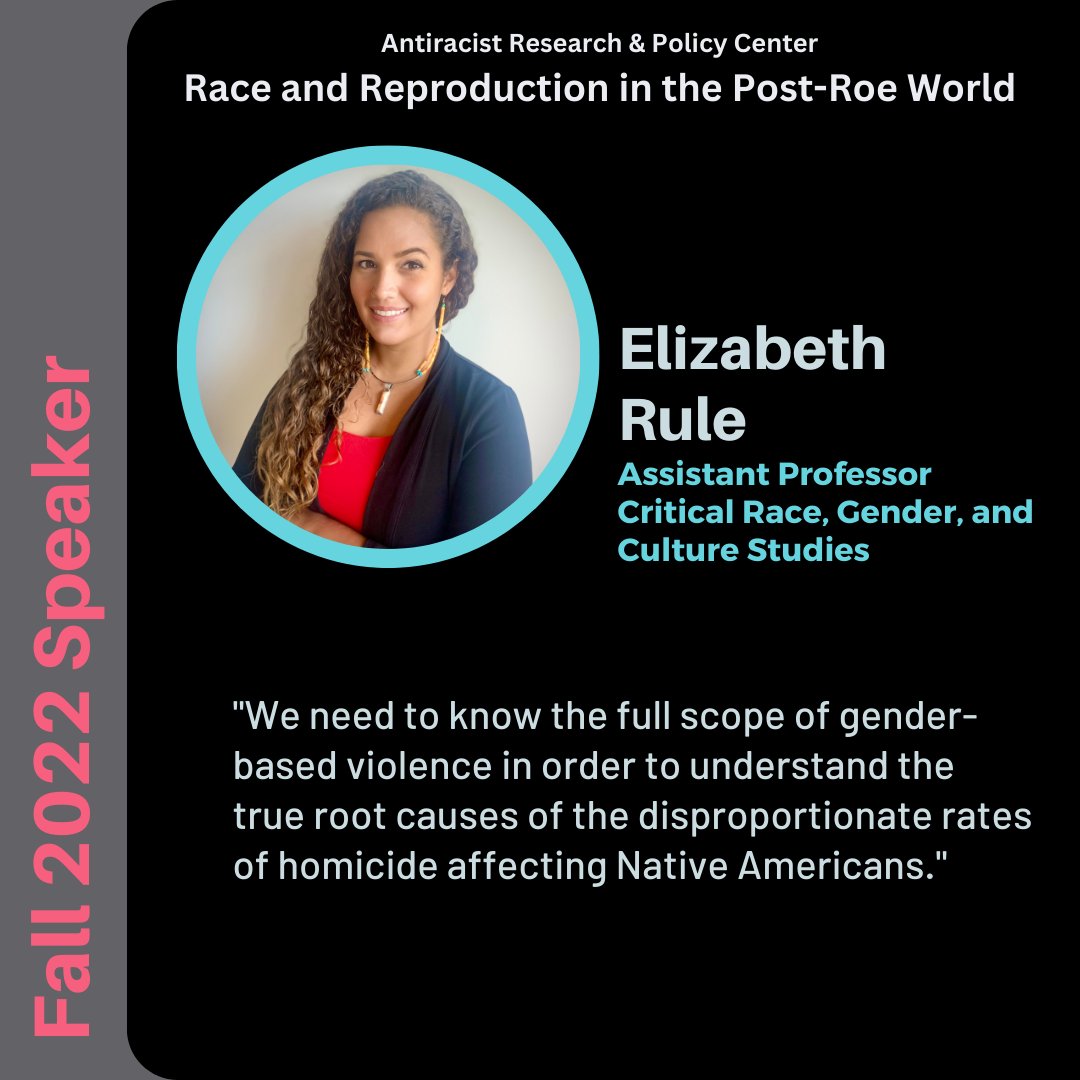 'We need to know the full scope of gender-based violence in order to understand the true root causes of the disproportionate rates of homicide affecting Native Americans.' - Dr. Elizabeth Rule #reproductivejustice 🧵