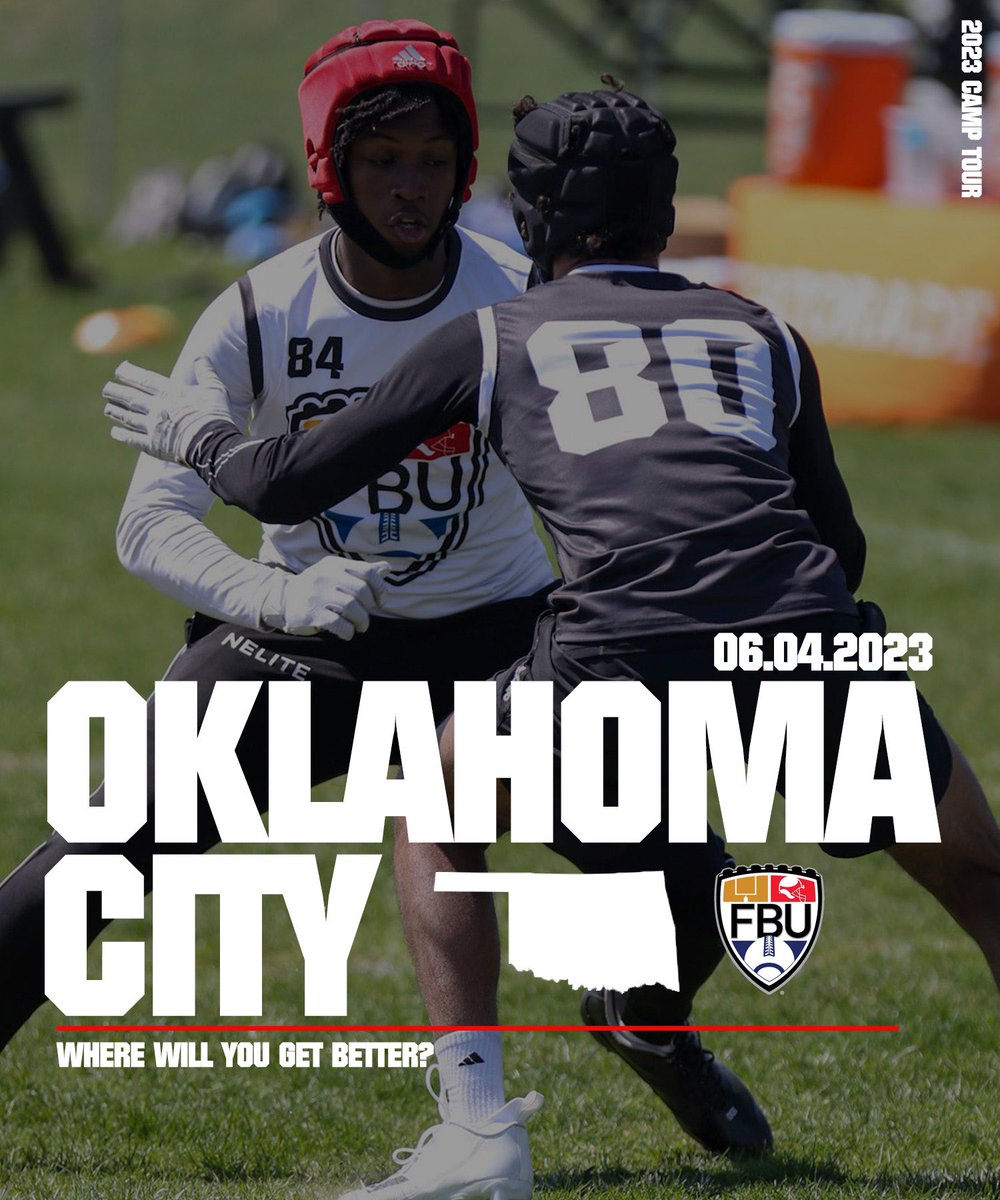 FBUcamp's tweet photo. OKC YOU’RE UP🚨

Spots to compete at FBU OKC are almost FULL! Don’t miss your chance to #GetBetterHere this weekend 🔥

Earn your invitation to:
- FBU Top Gun
- National Combine
- FBU All American Bowl
- All-American Bowl on NBC

https://t.co/rxtTd7Azsh

#FBU #GetBetterHere https://t.co/rXBxMXUufG