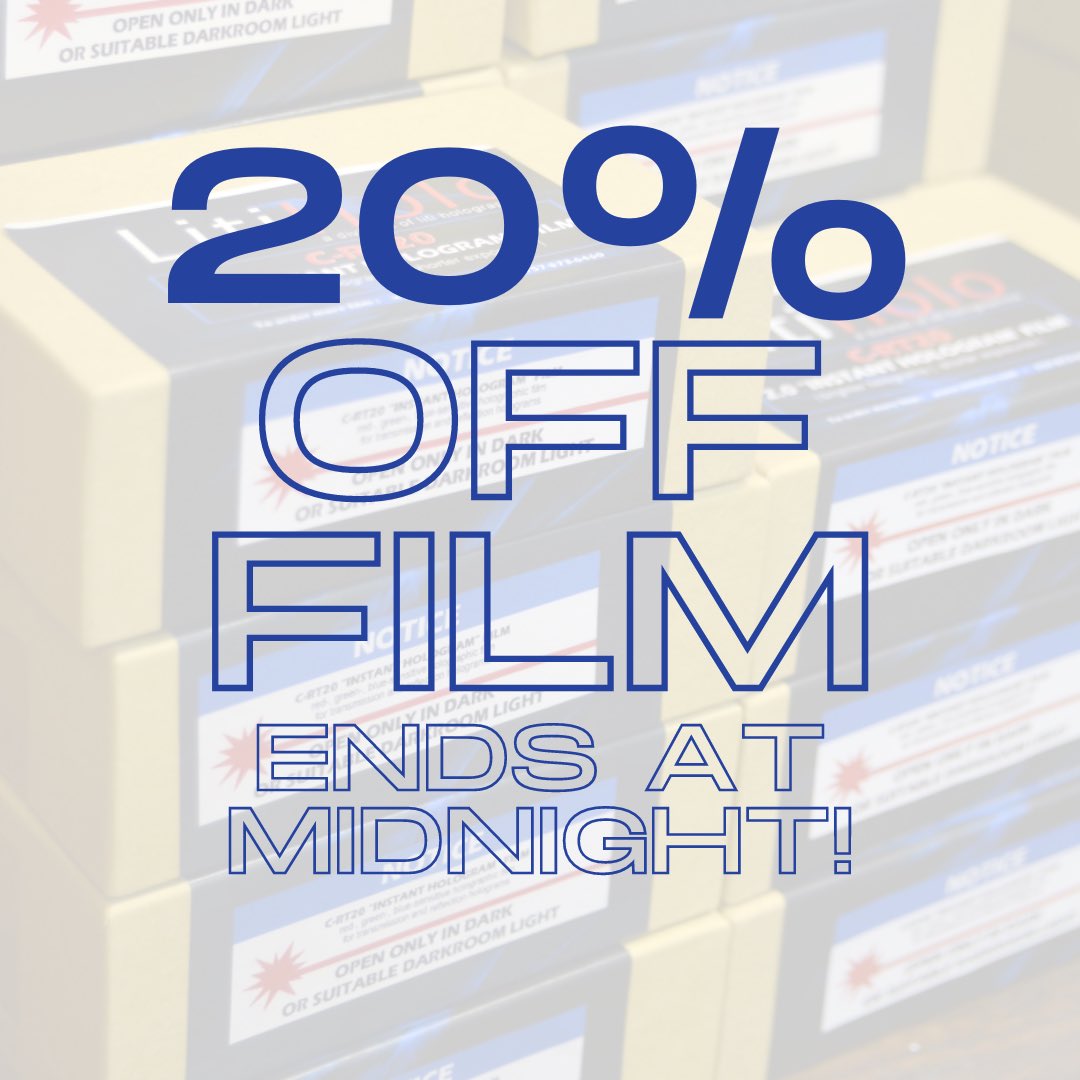 LitiHolo's tweet photo. LitiHolo Hologram Film discount ends TONIGHT, May 31 at 11:59 PM EST! Use code “May2023Film20” for 20% off all Hologram Film purchases! Make sure you restock for summer and/or upcoming school activities! https://t.co/PxdQRV3PKZ