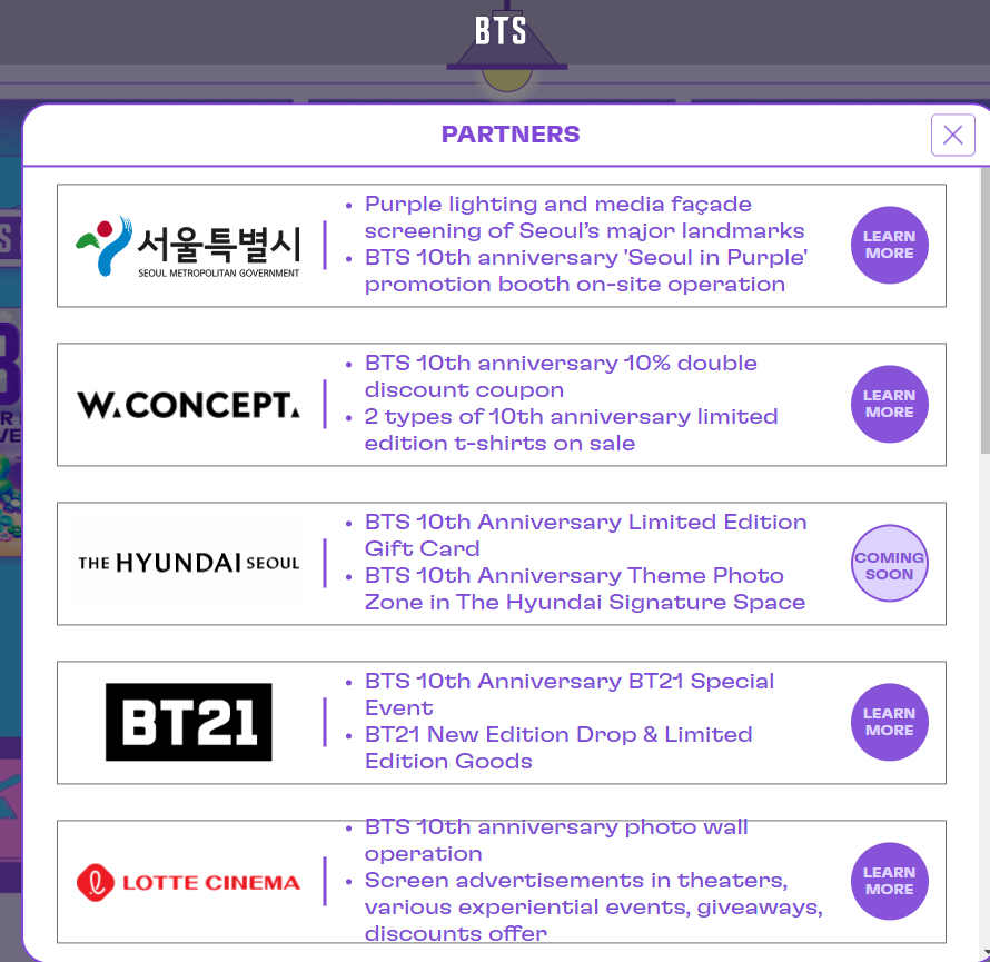 BTSMerchUpdates's tweet photo. BTS Presents Everywhere Festa 2023 10th Anniversary 

Partners and offers
https://t.co/gcDu4SfXDi https://t.co/662Eo6YCxH