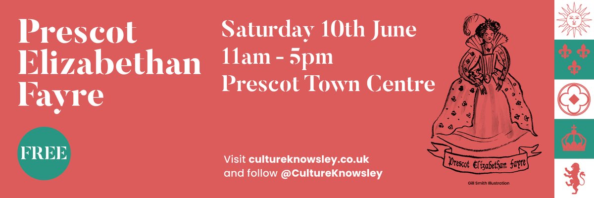 1 week to go! Experience a piece of Tudor history at the #Prescot #ElizabethanFayre
🕯️Candle making
🎼 Musical minstrels
🏹  Archery &amp; soldier school
👑  You might spot Queen Elizabeth I herself!  

Sat 10 June, 11am - 5pm

More at: orlo.uk/ttoti 

<a href="/Cultureprescot/">Prescot Cultural Consortium</a>