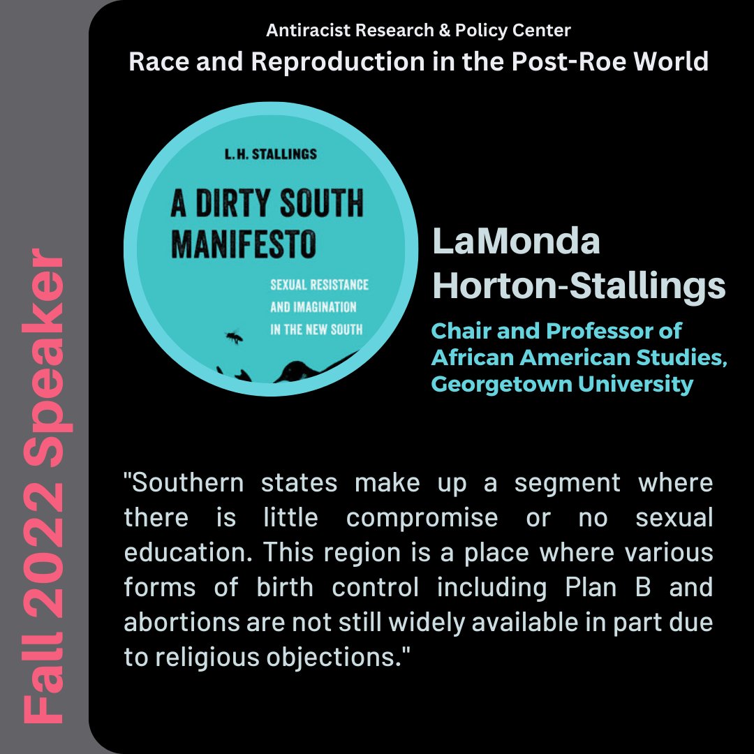 'Southern states make up a segment where there is little compromise or no sexual education. This region is a place where various forms of birth control including Plan B and abortions are not still widely available.' - Dr. LaMonda Horton-Stallings #reproductivejustice 🧵