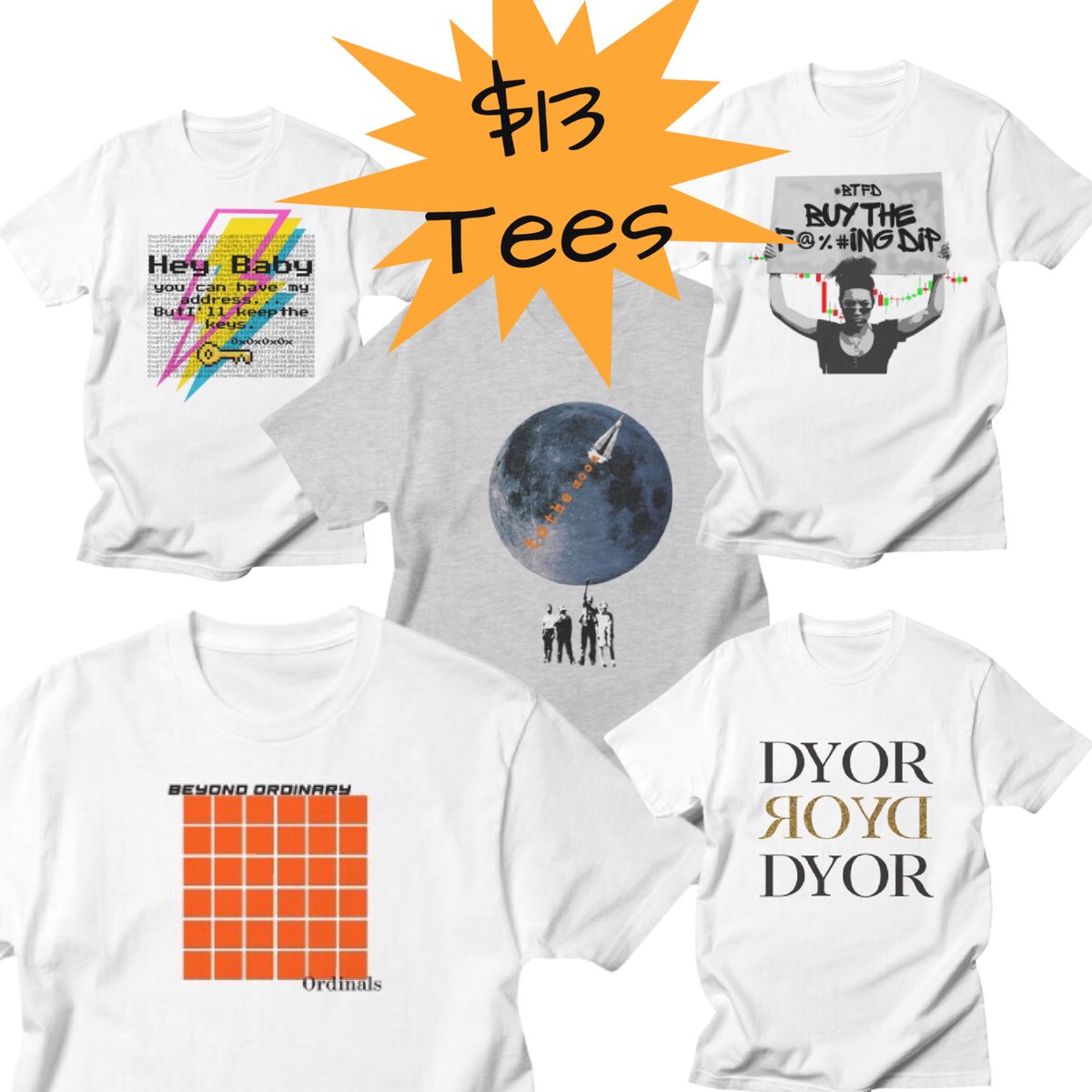 _nftees_'s tweet image. GM!! 
Who loves a sale? 
Nftees.threadless.com 
#dyor #btfd #privatekeys #ordinals #btc #tees #nftees #artistshops #threadless #ToTheMoon