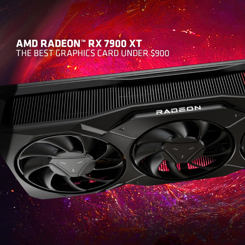 AMDRadeon's tweet photo. The AMD Radeon™ RX 7900 XT graphics card, featuring the groundbreaking AMD RDNA™ 3 architecture, deliver ultra-high frame rates for your favorite games at 4K max settings.