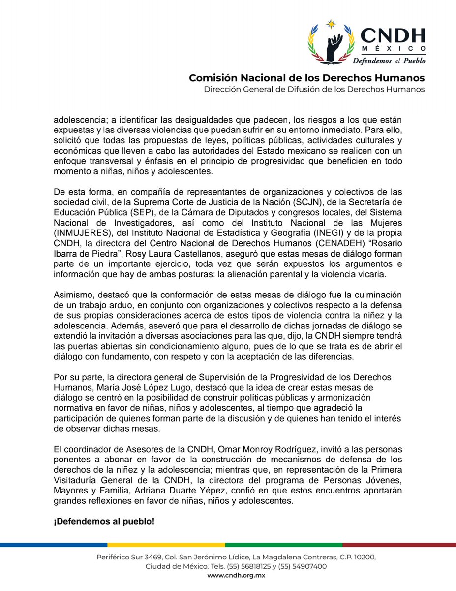 Iniciamos mesas de diálogo junto a asociaciones civiles, autoridades y academia en torno a la alienación parental y violencia vicaria.

#DefendemosAlPueblo