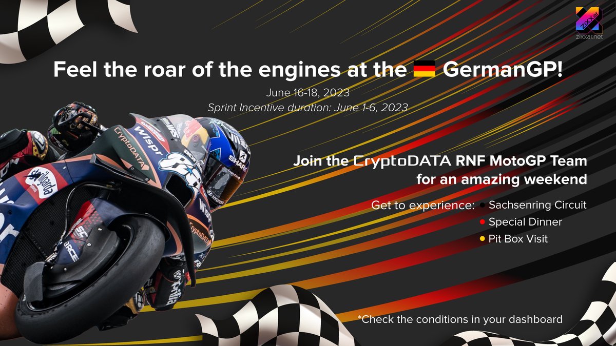 Tomorrow brings you the chance for a new MotoGP™ experience, this time in Saxony, Germany - Sachsenring Circuit. Go to your dashboard to see how to get 1 of the 10 passes for the #GermanGP. Do the tasks between June 1-6 and feel the adrenaline with us on the June 16-18 weekend!
