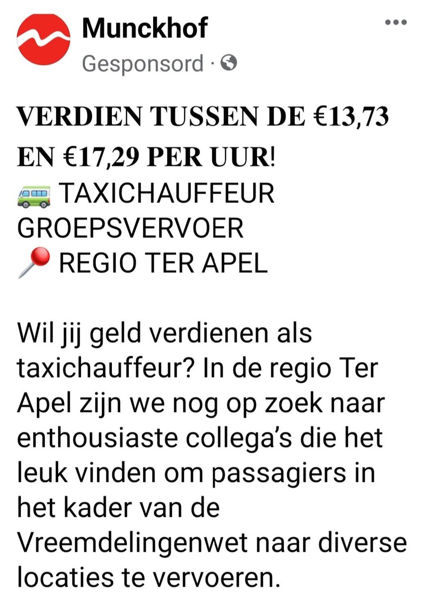 Ja dat lijkt me nu echt een droombaan hoor. Vraag me af waarom die vacature nog niet is ingevuld.

(Genoemde uurloon is inclusief gevarengeld overigens.)

#TerApel #TerApel #TerApel