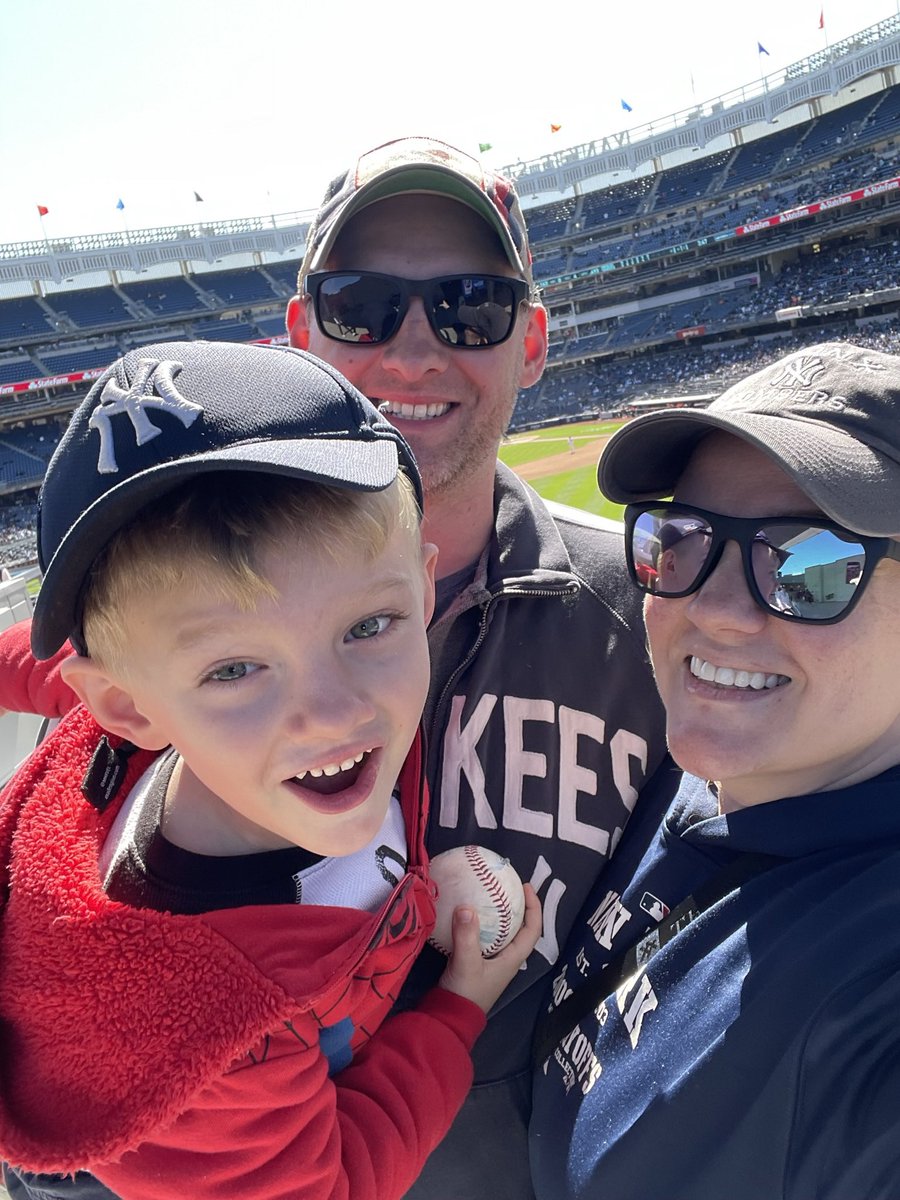 Whenever I need a boost of serotonin I just think back to this perfect day when Hank got to enjoy his first Yankees game. #toyotapinstripepride