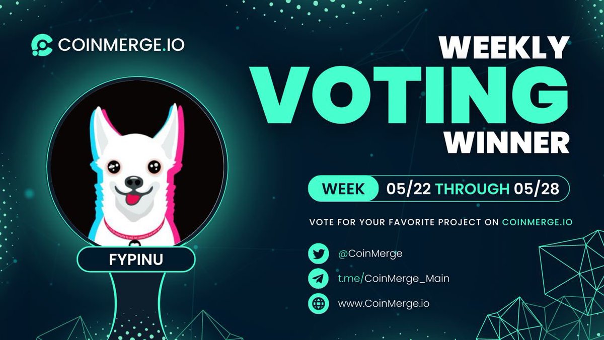 🏆Congratulations to @FypInu !

💥 This Week’s Top Voted Project On CoinMerge.io 💥

Their Community Showed Up Daily To Vote &amp; Won A Free Banner Ad!

CoinMerge.io | Go Vote 🗳