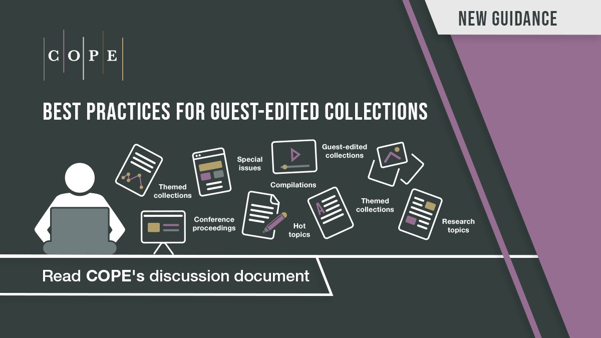 C0PE's tweet photo. NEW GUIDANCE
Best practice for guest-edited collections.
- Find out more about what to consider when managing collections.
- Includes checklists for creating guest-edited collections.
https://t.co/1RIySreSJ6
#PublicationEthics #ScholComm #JournalEditing https://t.co/RWsWne4tOr