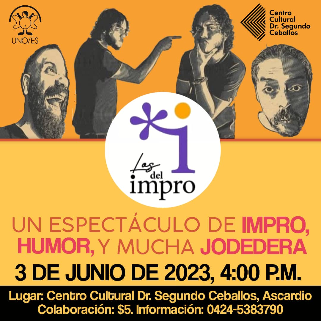 UNO_Es's tweet photo. 📢 ¡IMPRO EN NUEVO FORMATO!  Como siempre, nada está establecido... No sabemos qué saldrá, pero será divertido...
Sábado 3 de junio de 2023
4:00 p.m.
Centro Cultural Dr. Segundo Ceballos, Ascardio. (al lado del Museo del Corazón)
Colaboración: $5
 Estacionamiento vigilado gratis https://t.co/LpdGaYYktO