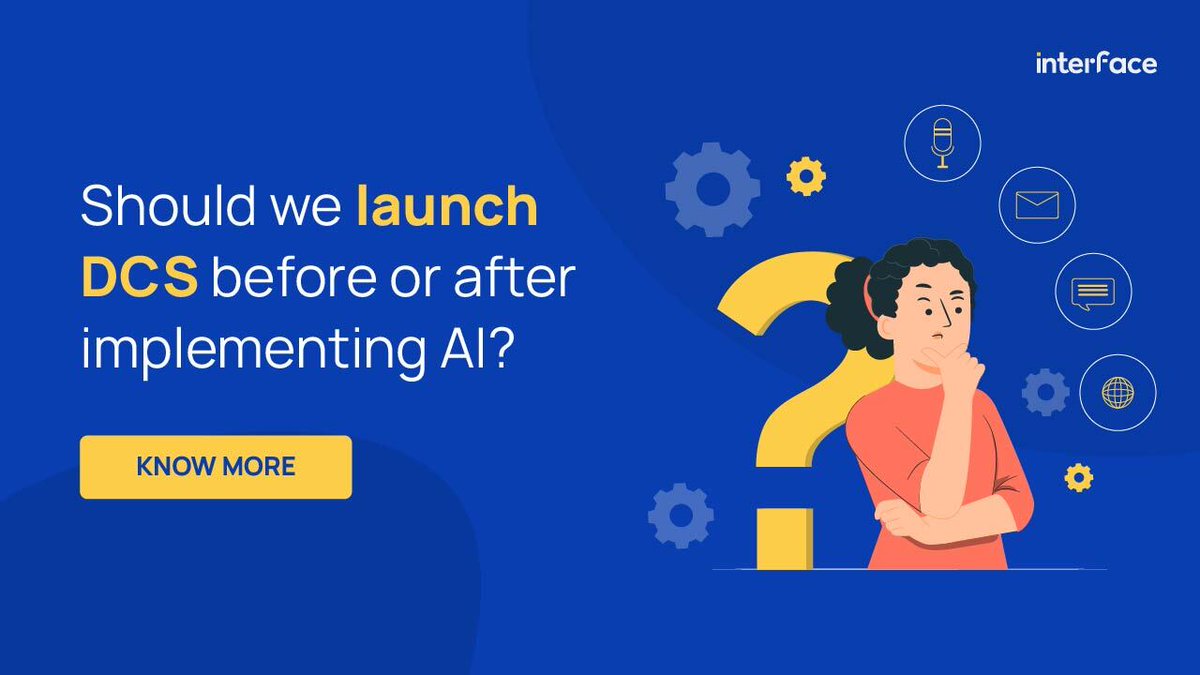 interfaceAI's tweet image. Digital Customer Service (DCS) can be launched broadly in two different ways for financial institutions:

Option 1: Launch DCS before implementing AI
Option 2: Launch DCS after implementing AI

Read the below blog to know more:
blog.interface.ai/should-you-con…

#interfaceAI #dcs