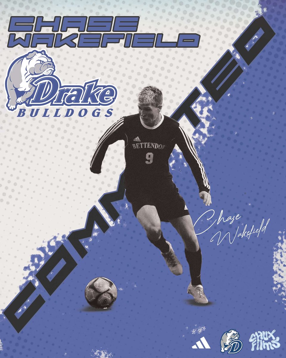 ChaseWakefield4's tweet photo. I am blessed to announce my verbal 
commitment to Drake University to continue my academic and athletic career. I am grateful for God, family, coaches, and teammates that have helped me along the way. Lastly, I'd like to thank Coach Pat for this amazing opportunity. Go Bulldogs! https://t.co/JANfLYF7Gx