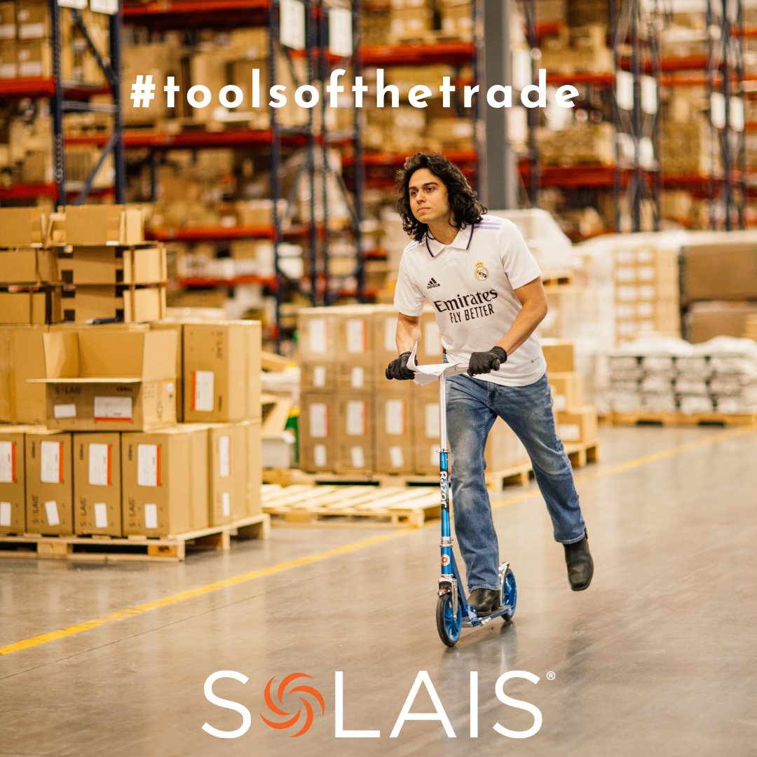 SolaisLighting's tweet photo. Riding through the workday, ready to tackle whatever comes my way! #Solais #ScooterWithSolais #EfficientWorkplace #WorkplaceEssentials #productiveday #warehousevibes #scooterlife https://t.co/Mv3UOahbFl