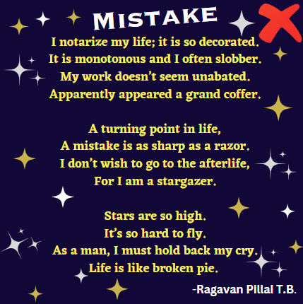 #poems #poetsociety #poetrycommunity #poem #poet #poetsoftwitter #poetry #poetrylovers 

Mistakes may occur anytime in your life,
but it is you who soley corrects it.