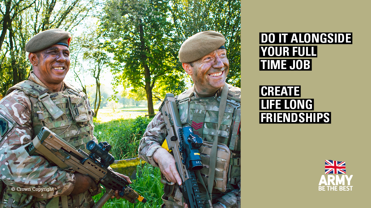 Maximise your spare time?   

Our reservists get the opportunity to travel across the world in their free time, all whilst making unbreakable friendships and gaining an experience for life.

Find out more: jobs.army.mod.uk/army-reserve/?…

#BritishArmy #ArmyJobs #Reserve #Reservist #Sport