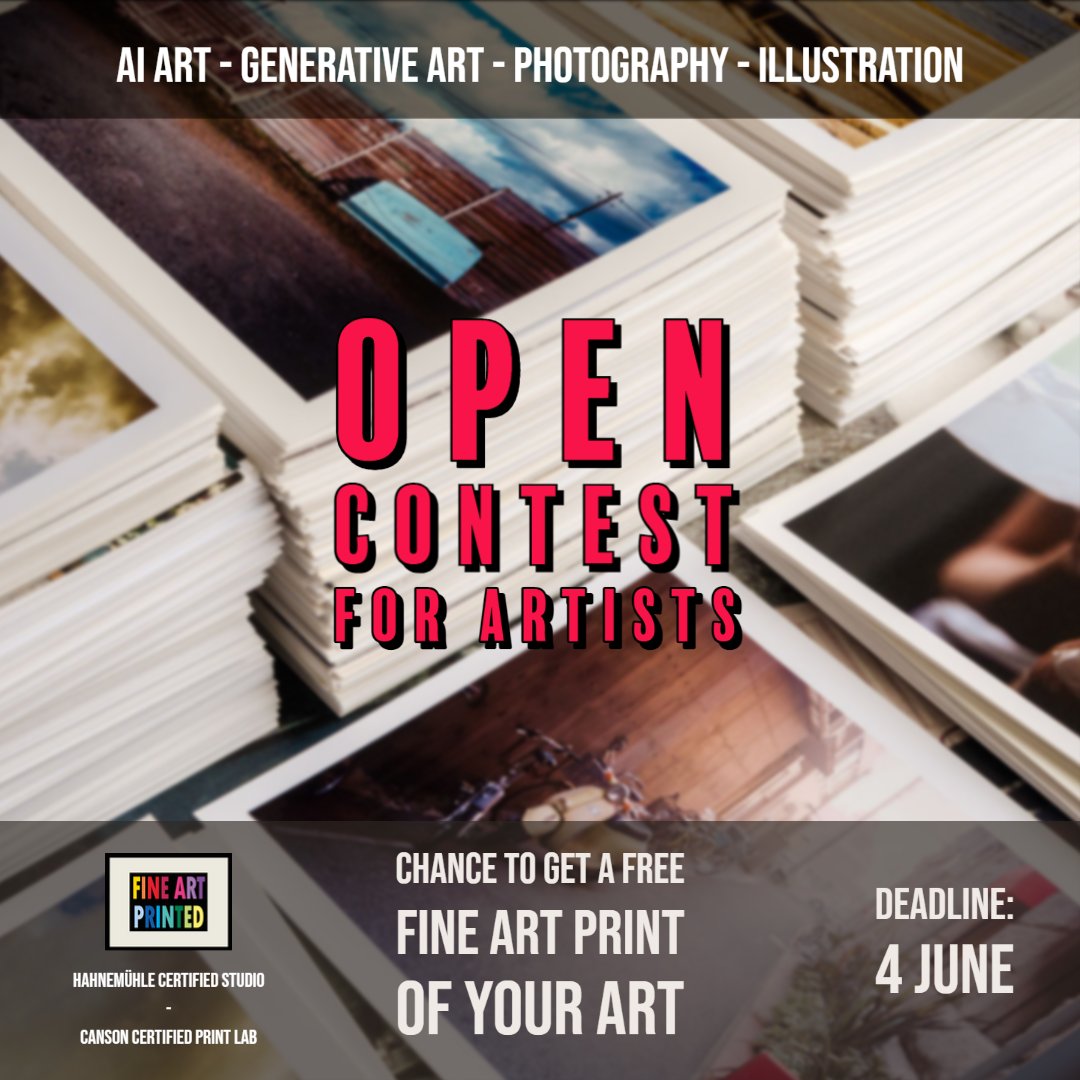 GM! The new contest is here!! 
This contest is open to all artists making #aiart, #generativeart, #photography and #illustration for a chance to win a #fineartprint of your work made by Fine Art Printed lab.

•share you favorite artwork  

•tag 4+ artists  

•retweet

•follow…