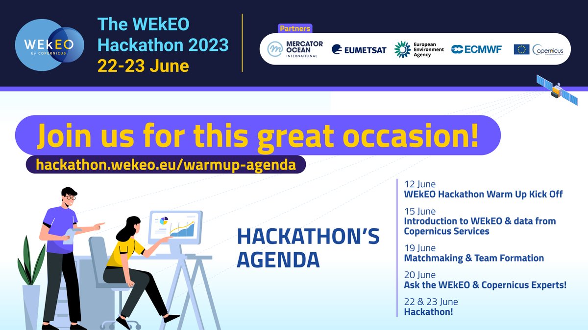 🌐 Curious about the #WEkEO platform and @CopernicusEU Services data? 

Don't miss the Introduction to WEkEO and data from Copernicus Services this upcoming 15th of June 👇 

tinyurl.com/57nn5eaj

#WEkEOHackathon #CopernicusServices #CopernicusData
