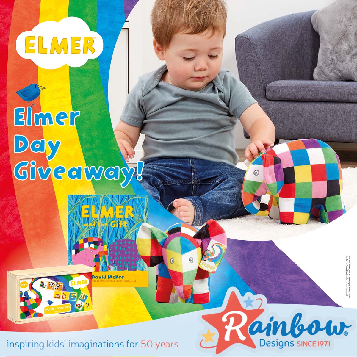Elmer Giveaway🐘🌈 For a chance to win the Elmer Dominoes, Elmer and the Gift Storybook and, of course, an Elmer Soft Toy
• RT &amp; Follow
• Comment: #ElmerGiveaway 
Closes at 8pm on 01/06/23 UK only, full T&amp;C’s on FB &amp; IG #Giveaway #win
