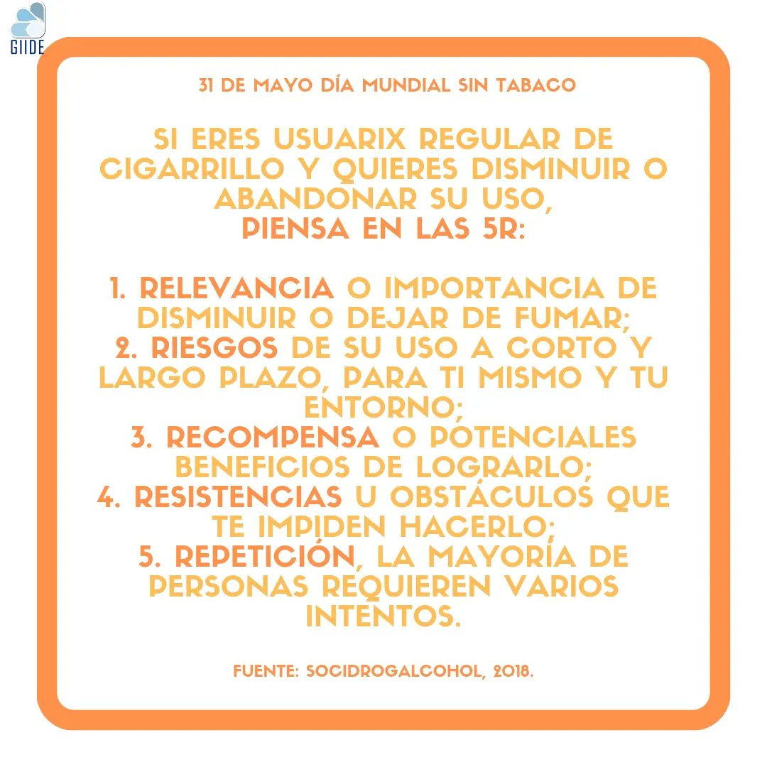 GIIDEcuador's tweet photo. #GIIDEinforma
31 de Mayo, Día Mundial sin Tabaco. https://t.co/tjjHNk9Ie3