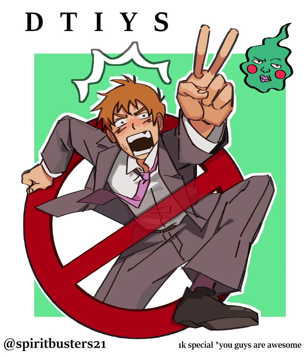 spiritbusters21's tweet photo. for reaching 1k followers im hosting a dtiys🤘
draw this funky reigen ghostbusters 2 movie pose using #spiritbusters1k
thanking you guys again for the support and super cool stuff youve made for this au, it means a lot💚// https://t.co/dSAJb8jxdA