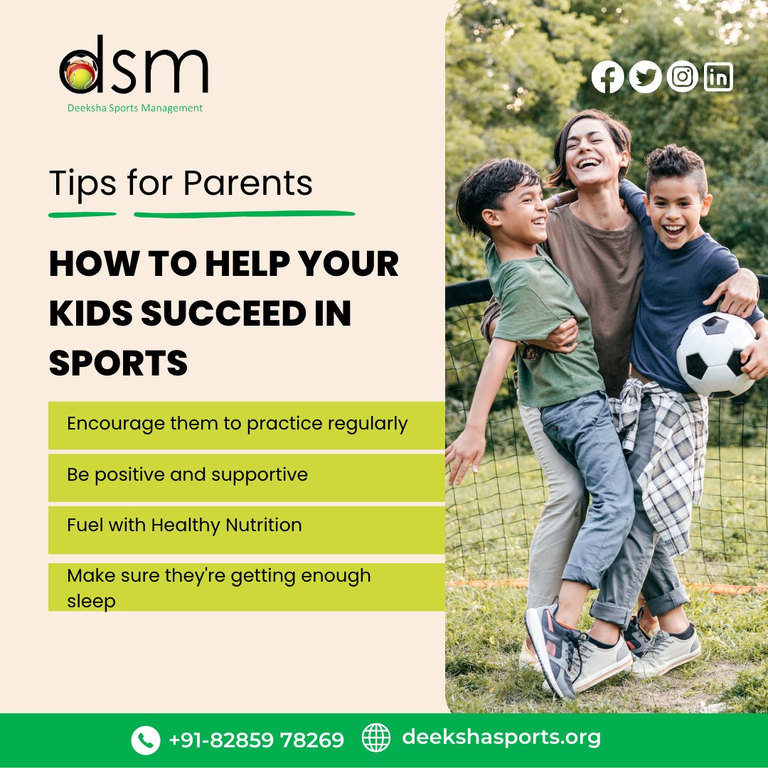 DeekshaSports's tweet photo. Essential Tips to Help Your Kids Thrive in Sports!

To join DSM's sports training call +91-82859 78269 or visit https://t.co/Q8pvMVRnOV

#UnlockingSuccess  #RegularPractice #PositiveSupport #EmpowerYoungAthletes #JoinTheJourney #tipsforkids #sportstips #fitnesstips #sports https://t.co/BC2f0YwzcZ