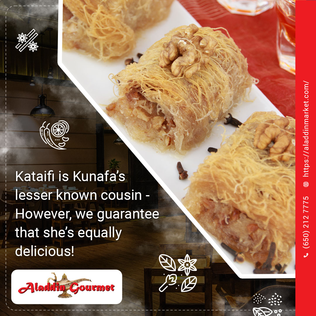 aladdingourmets's tweet photo. Kataifi is Kunafaโs lesser known cousin - However, we guarantee that sheโs equally delicious!
Similar to Baklava, Kataifi is a popular dessert in Turkey and Greece.
#AladdinGourmetMarket #Kataifi #Kunafa #FiloPastry #KataifiSanMateo https://t.co/Kzrri9LWUQ