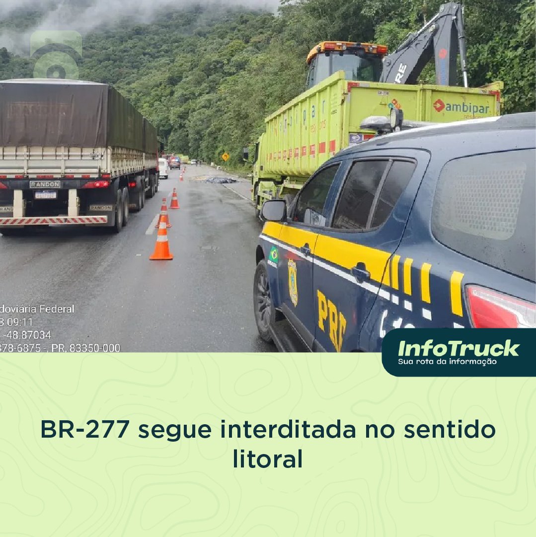 infotruckofc's tweet photo. BR-277 INTERDITADA! 🚨⚠
BR-277 segue interditada no sentido litoral
Leia mais: https://t.co/KpE0Vk4idE
#InfoTruck #BR277 #Rodovia #Interditada #Paraná #Atenção https://t.co/cHyjzJwtdA