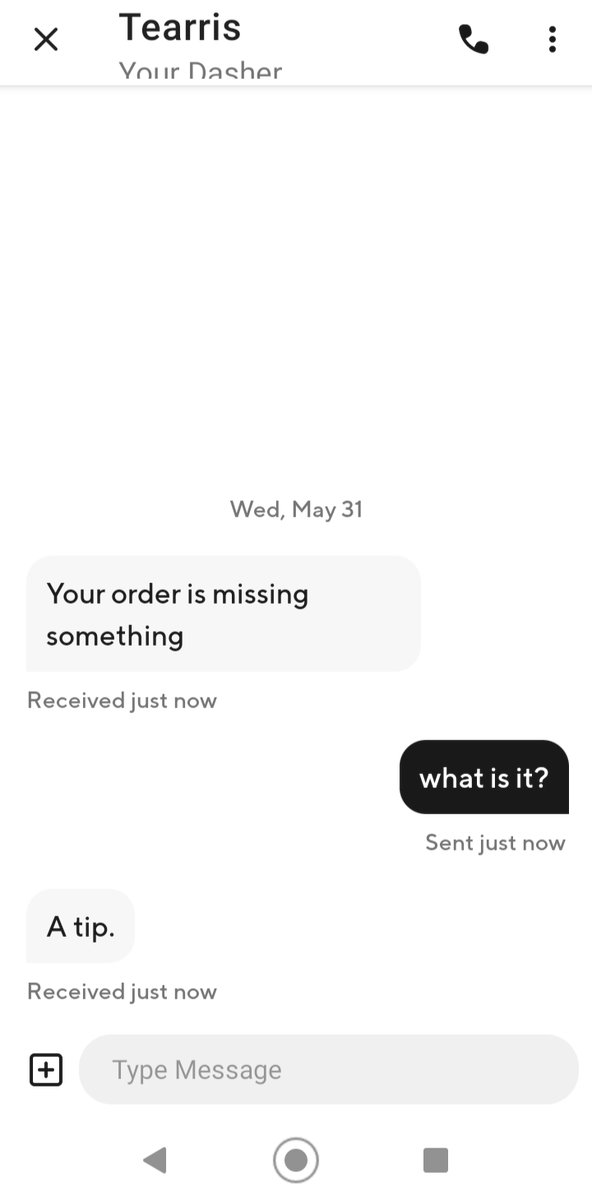 Bibliophile_b's tweet photo. Dear @DoorDash your driver is a real tool this morning. I don't know if I feel safe answering my door now. https://t.co/nasVeULDGv