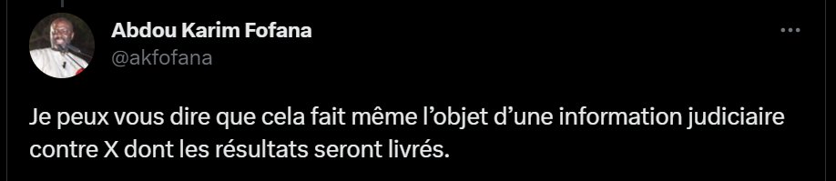 Archives  @akfofana  31/05/2023 sur les 14 Morts en #mars2021 au Sénégal
1/  enquête en cours,
2/ Information judiciaire contre X dont les résultats seront livrés.