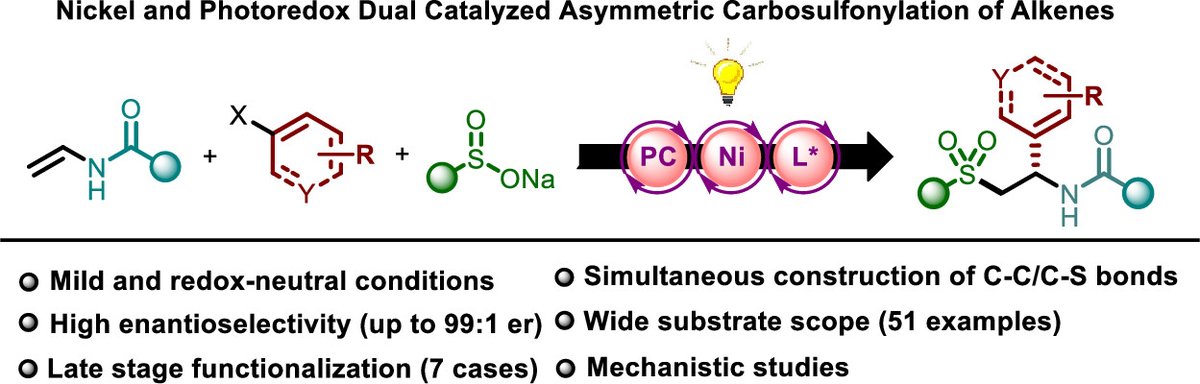 J_A_C_S's tweet photo. Dual Nickel/Photoredox-Catalyzed Asymmetric Carbosulfonylation of Alkenes @NevadoLab @UZH_Science @uzh_news_en @TotalSyntheses #DualCatalysis #Photoredox #Carbosulfonylation #Alkenes https://t.co/aiKrX2ajm6 https://t.co/moblBTmcqT
