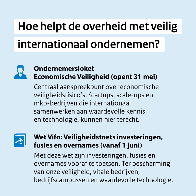 Ministerie_EZK's tweet photo. Micky Adriaansens (@MinisterEZK) lanceerde vandaag het Ondernemersloket Economische Veiligheid. Daarnaast treedt op 1 juni de Wet Vifo in werking. De twee hulpmiddelen versterken de economische weerbaarheid van ons bedrijfsleven. 

Nieuwsbericht ⤵️

https://t.co/ofxQlQVFn2