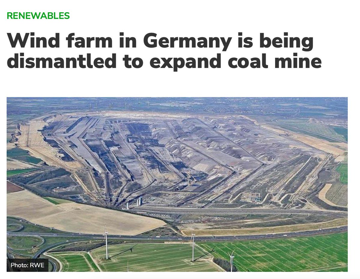 Germany went all in on unreliable green energy.

Now a wind farm was dismantled to expand a coal mine.

Let this serve as a warning to America.