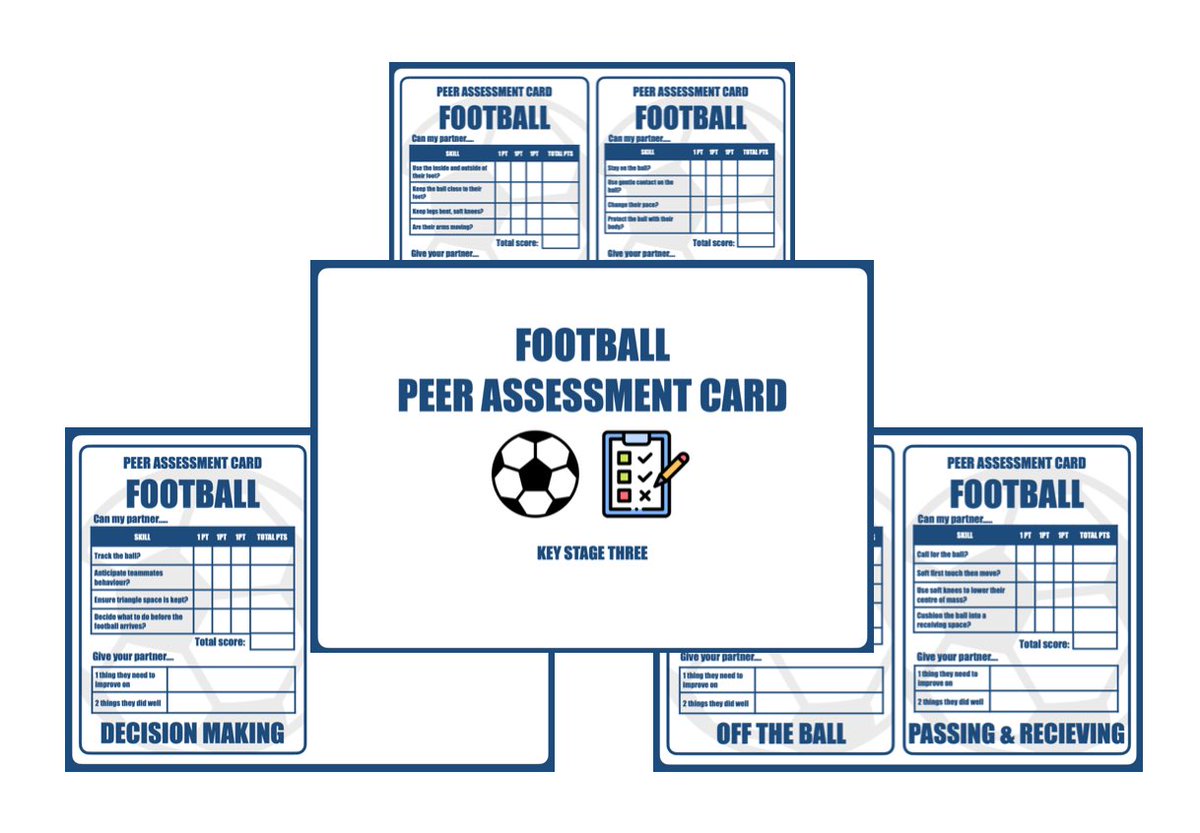 Football - Peer Assessment Cards - Key Stage 3 Follow the link below ⬇️ tes.com/resource-detai…